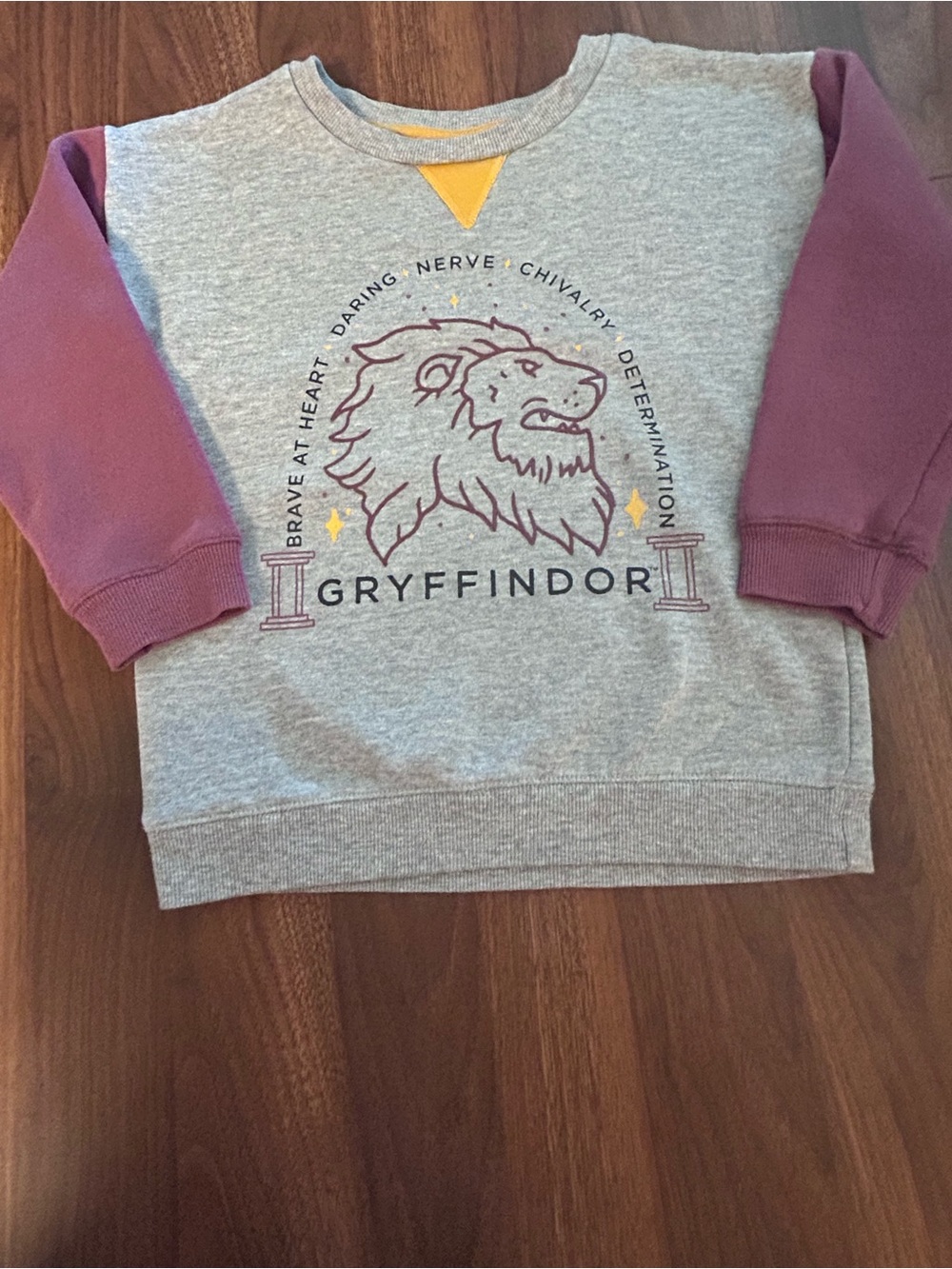 Harry Potter - Gryffindor Kids Sweatshirt - Gray with Maroon Sleeves in Size 5T